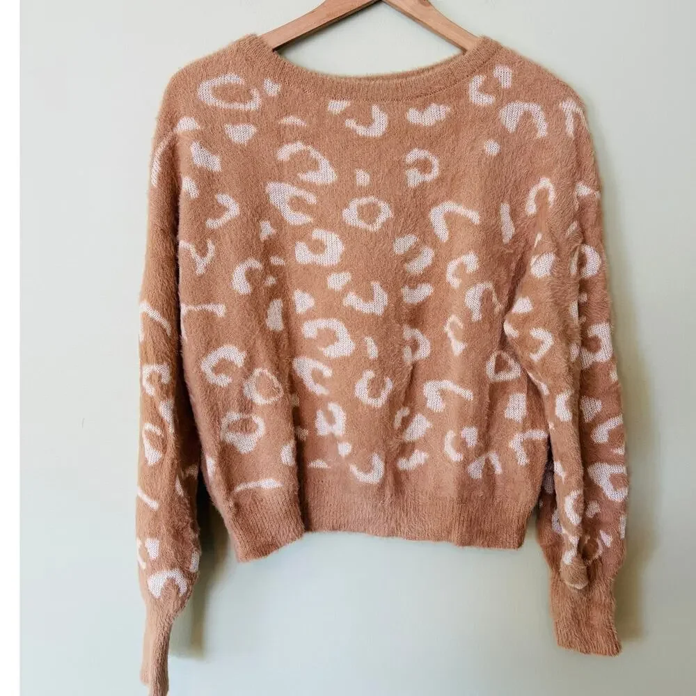 Express Leopard Animal Print Soft Sweater Pullover Small